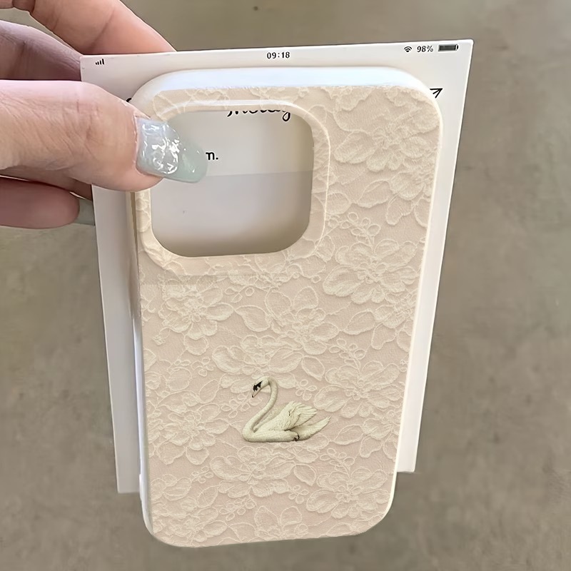 Lace Swan Pattern Lychee Textu - Apple Iphone 15 Pro Max 评论和价格