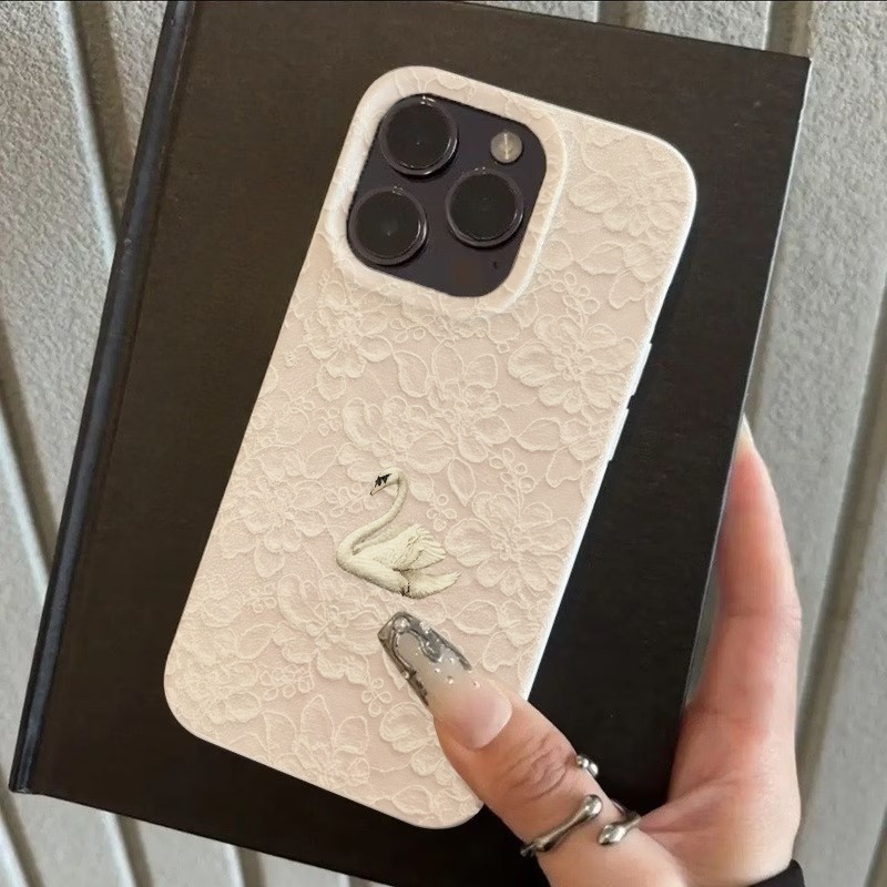 Lace Swan Pattern Lychee Textu - Apple Iphone 15 Pro Max 评论和价格