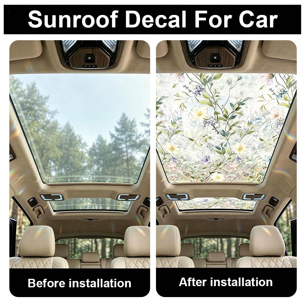 Floral Stained Glass Car Sunro - Glass Protector Auto 评论和价格